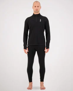 Cascade Merino Base Layer 1/4 Zip Long Sleeve - Black