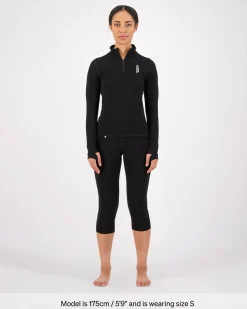 Cascade Merino Base Layer 1/4 Zip Long Sleeve - Black