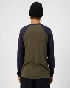 Icon Merino Raglan Long Sleeve - Dark Olive / 9 Iron