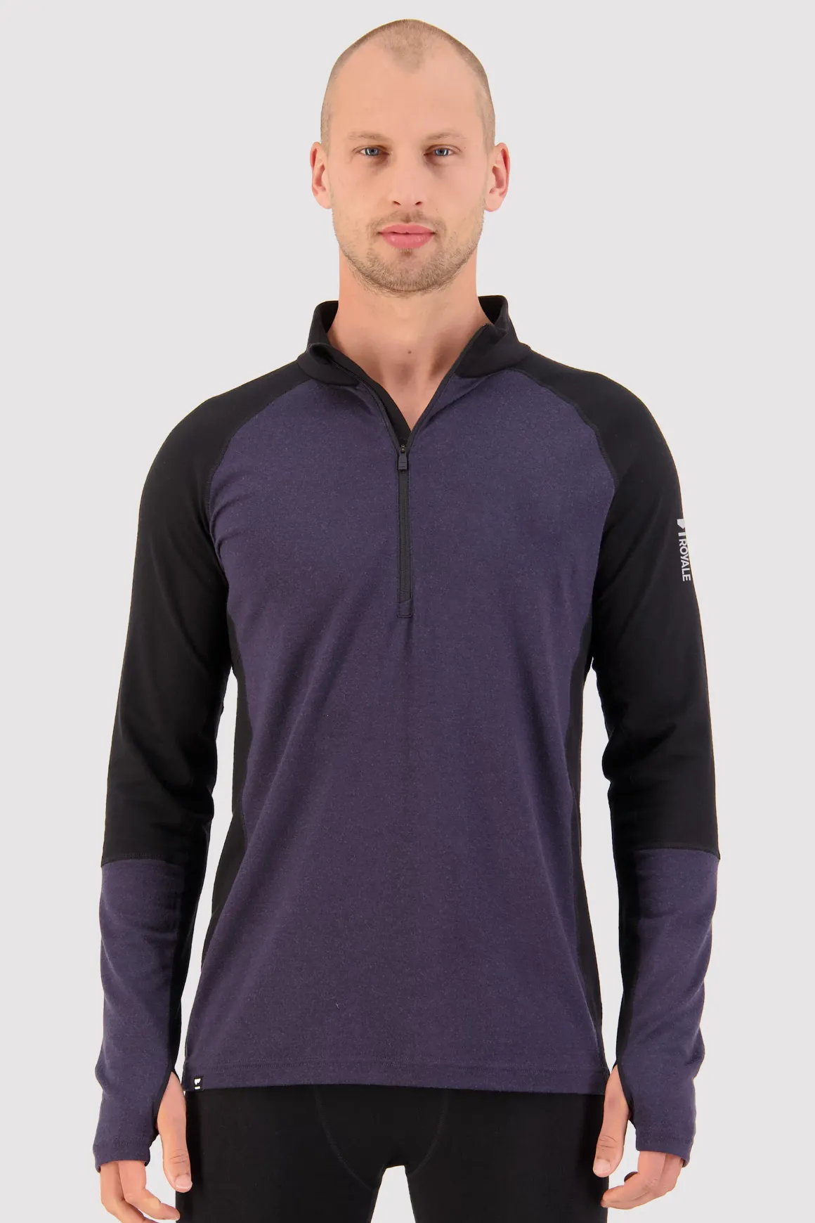Olympus Merino Base Layer 1/2 Zip Long Sleeve - Black / 9 Iron