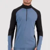 Olympus Merino Base Layer 1/2 Zip Long Sleeve - Blue Slate Black