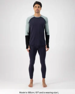Olympus Merino Base Layer Long Sleeve - Dew / 9 Iron / Black