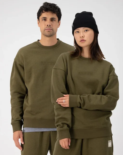 Verdant Merino Organic Cotton Crew - Dark Olive