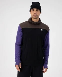 Yotei Merino Powder Hood Long Sleeve - Violet / Cedar / Black