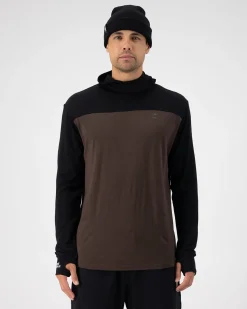 Yotei Merino Powder Hood Long Sleeve - Cedar / Black